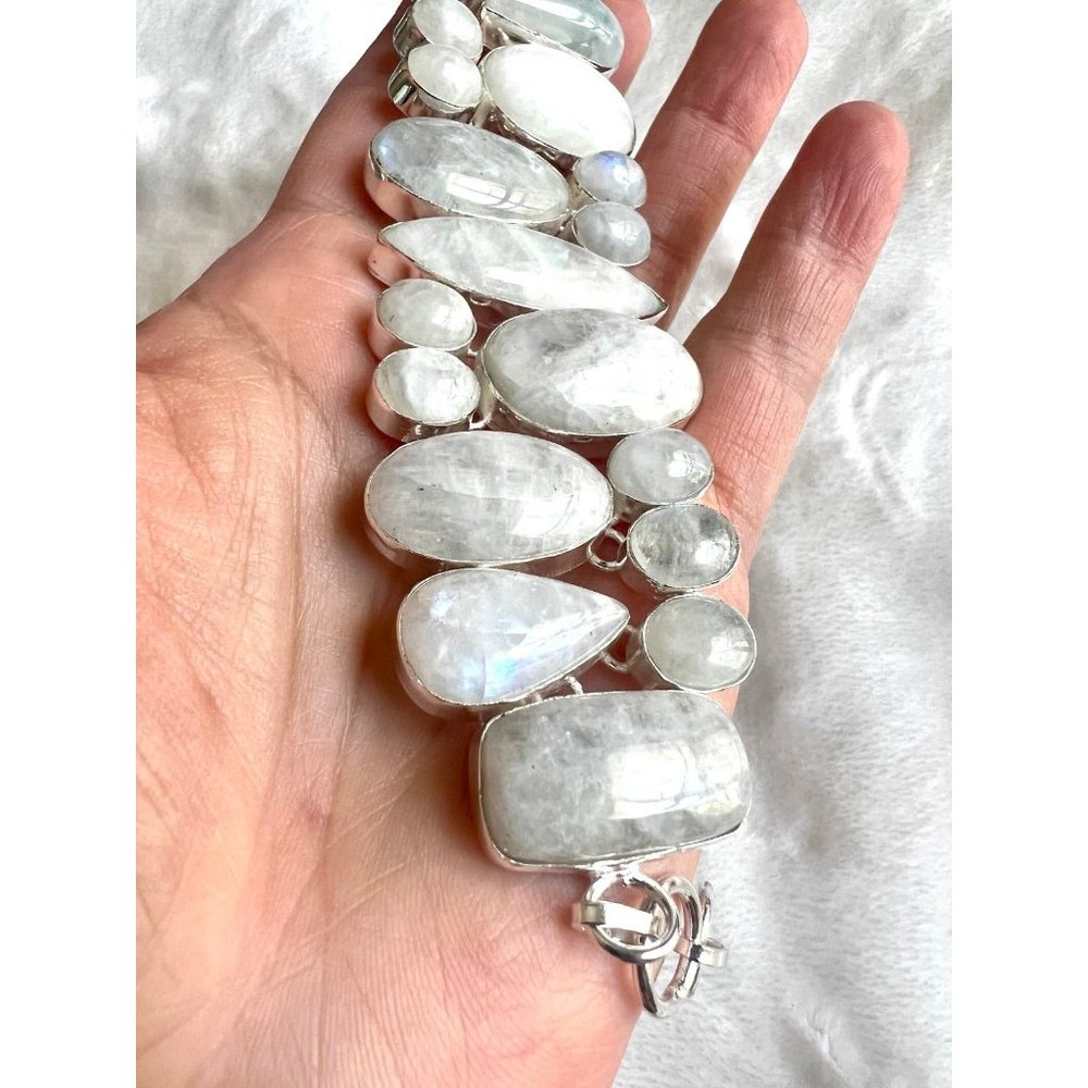 Gorgeous 925 Rainbow Moonstone Statement Bracelet. - image 4